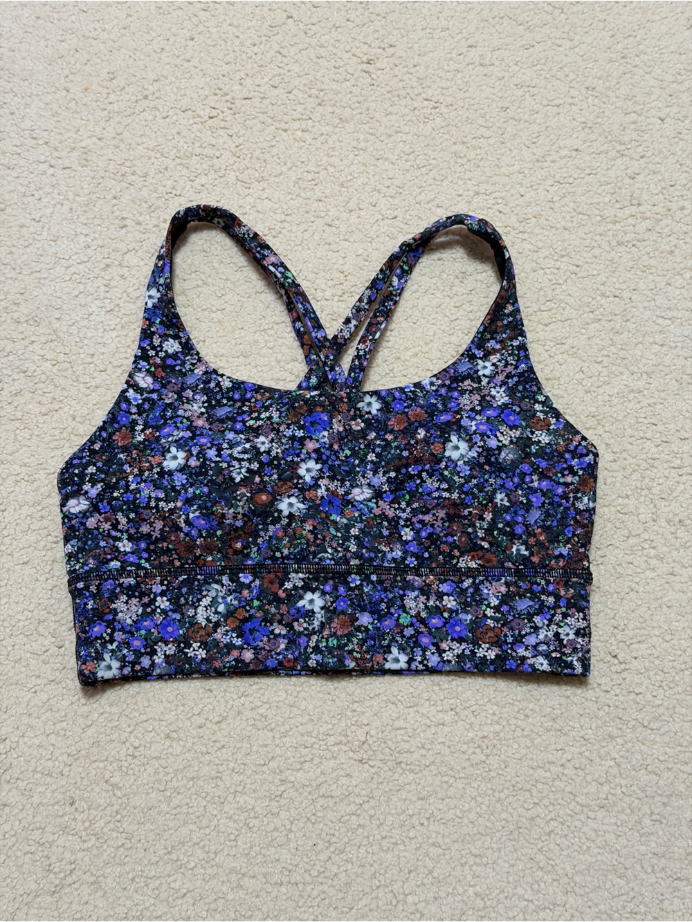 LULULEMON Black Floral Crisscross Sports Bra